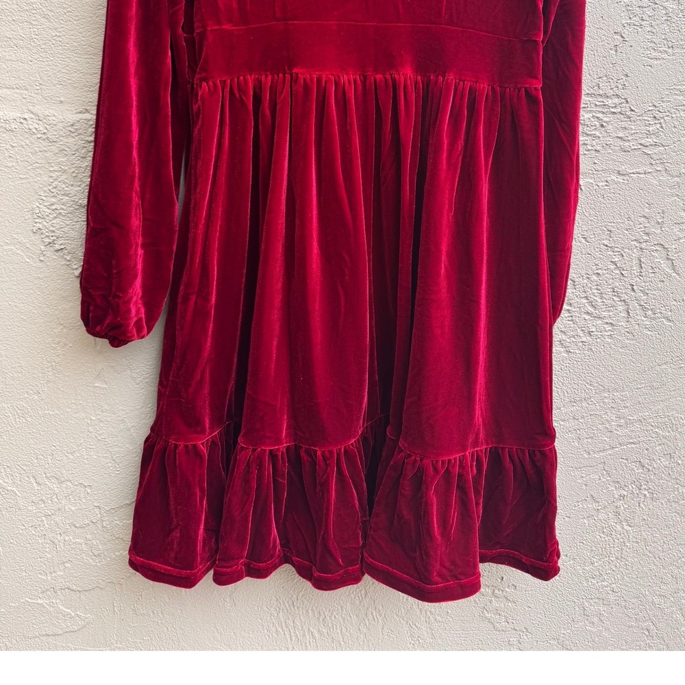 Halara NEW Red Plush Velvet Ruffle Babydoll Mini Dress XL Party Whimsigoth Glam - Picture 8 of 11